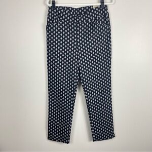 Chico's Josie Slim Ankle Womens 8 Pants Tiny Aligers Paisley Black White Casual